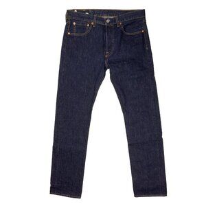 LEVI'S 501 Original Denim Button Closure Straight Leg Dark Blue Wash Jeans W 32"